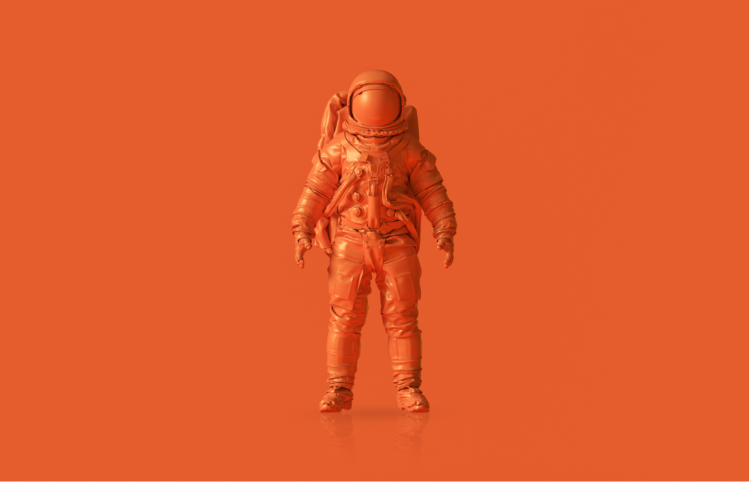 Orange Spaceman Astronaut Cosmonaut 3d illustration 3d render