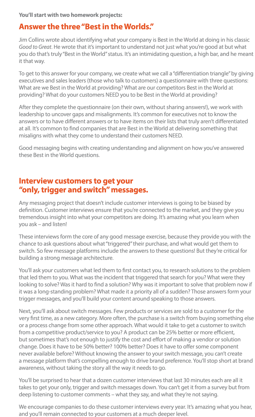  You ll start with two homework projects: Answer the three  Best in the Worlds    Jim Collins wrote about identifying   